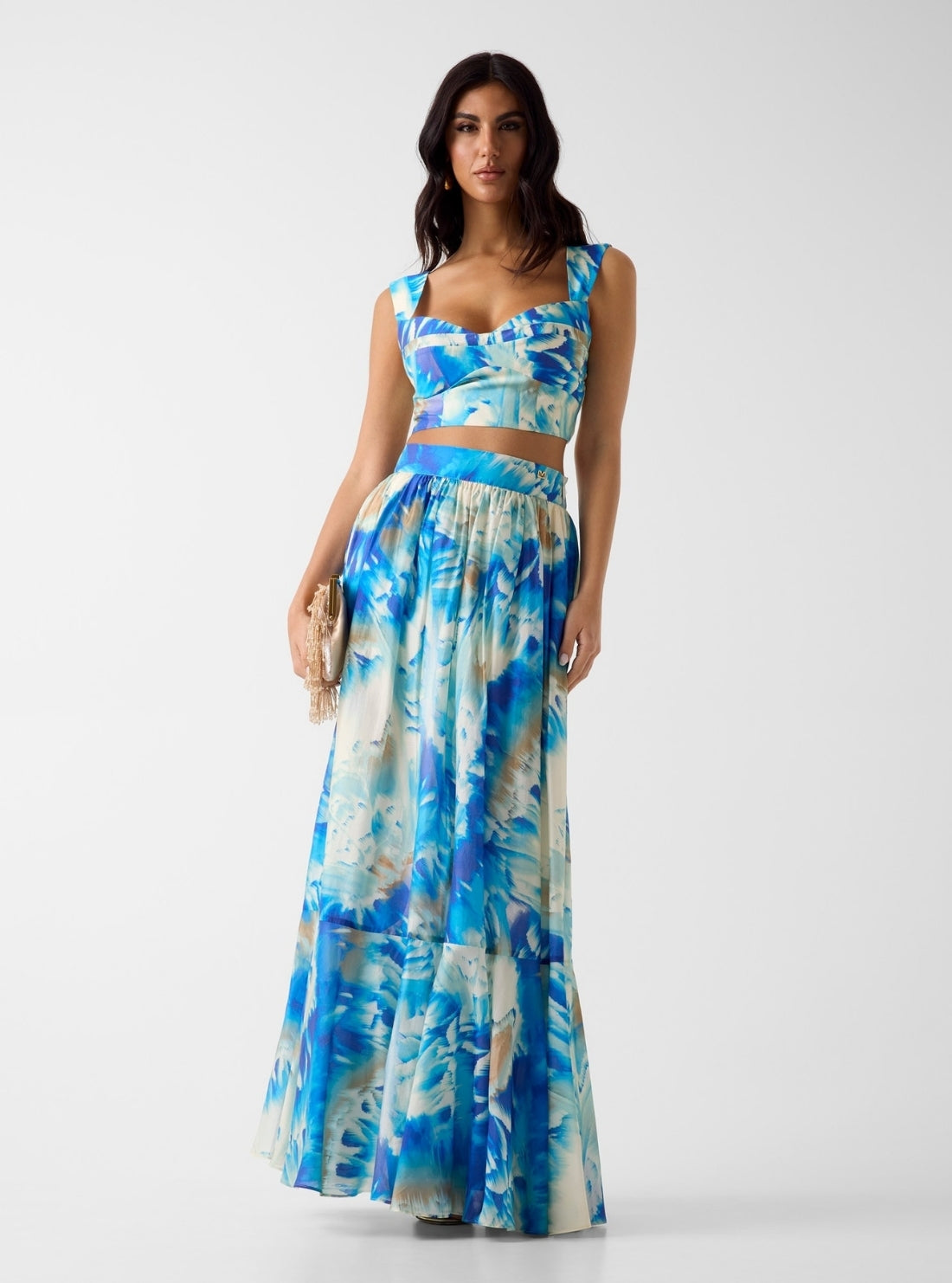 GUESS Eco Marciano Cloudy Blue Kat Printed Bralette G6GH21W1987 Full View