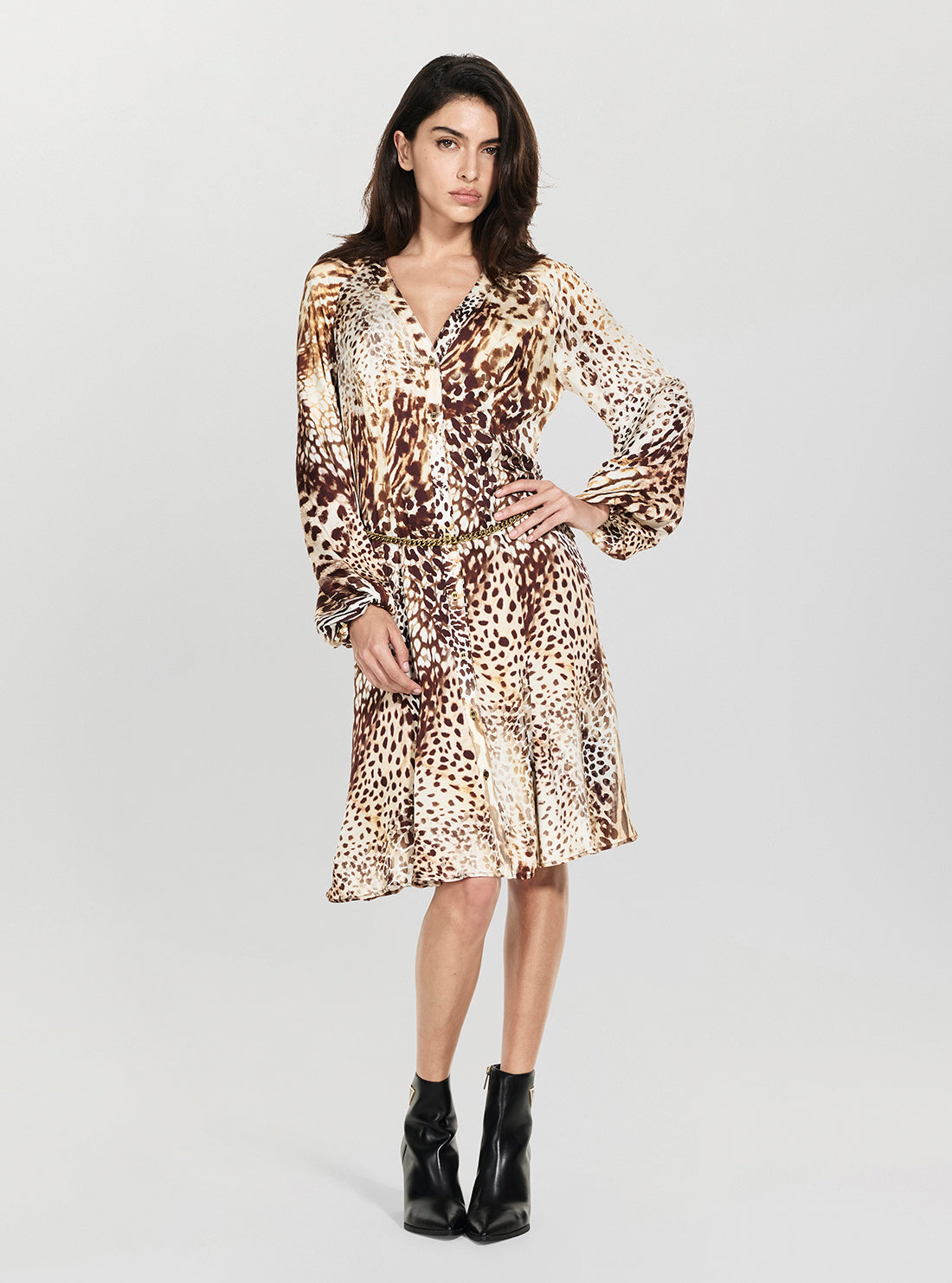 Marciano Wild Essence Print Gwenda Flare Dress G6GK07W1763 Full View