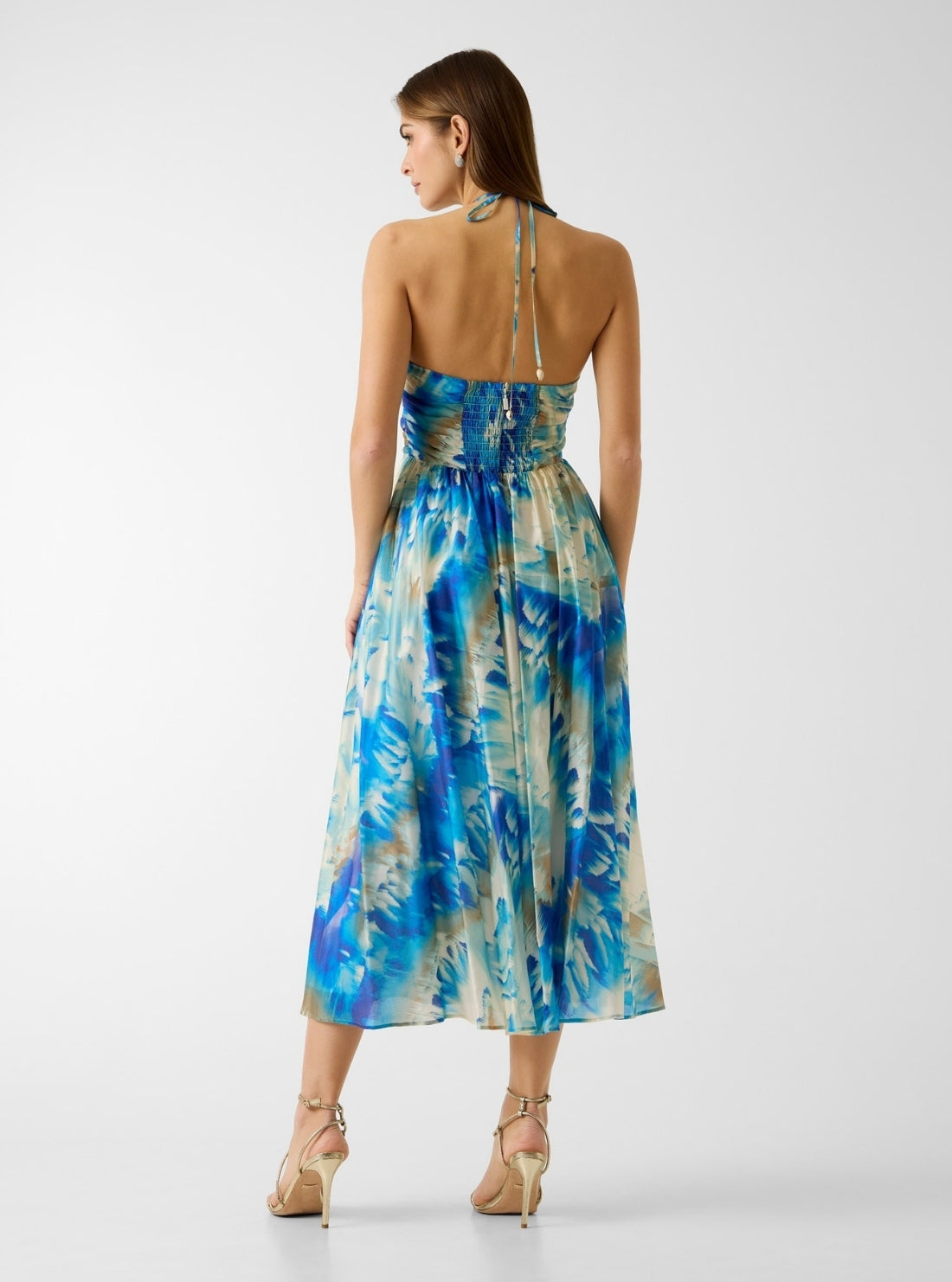GUESS Womens Eco Blue Marciano Kat Midi Dress G6GK53W1985 Back View