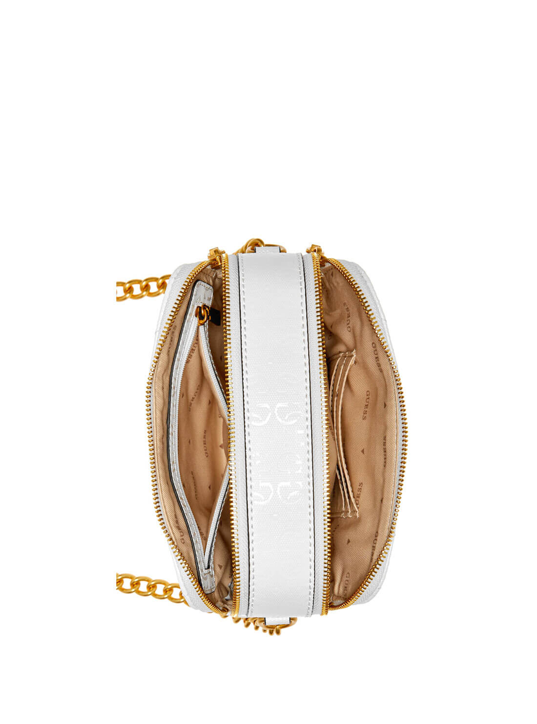 Women's White Jania Logo Crossbody Bag top view