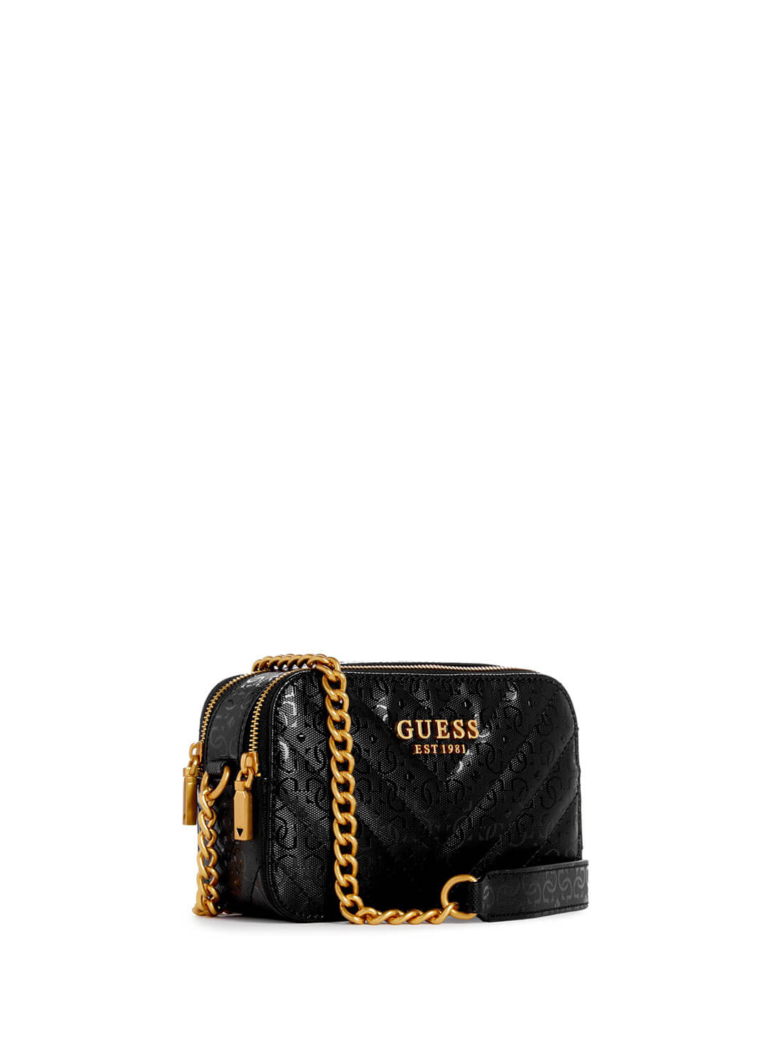 Women's Black Jania Logo Crossbody Bag front view alternative