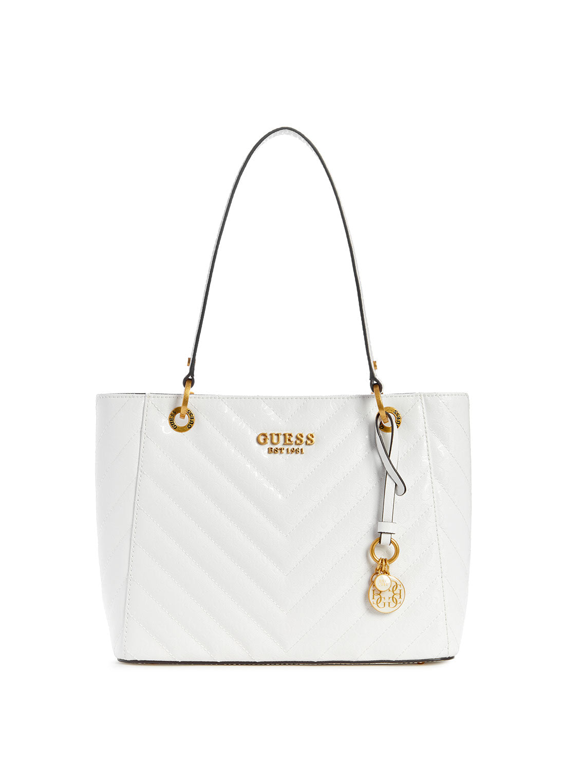 Women's White Jania Small Tote Bag front view