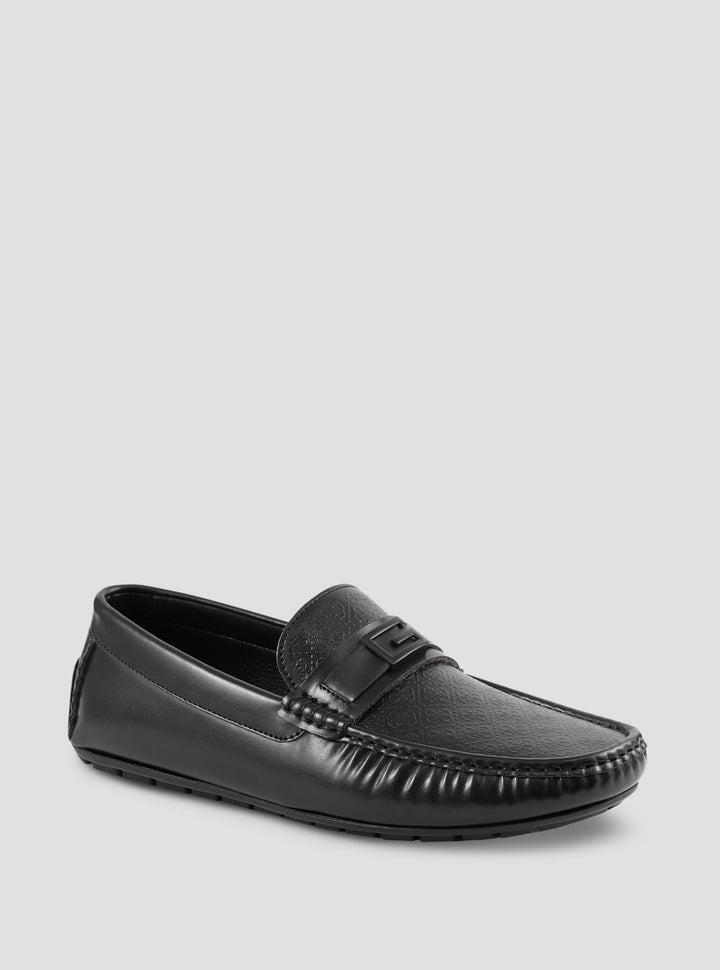 GUESS Footwear Black Gade Logo Loafers GADE Side View