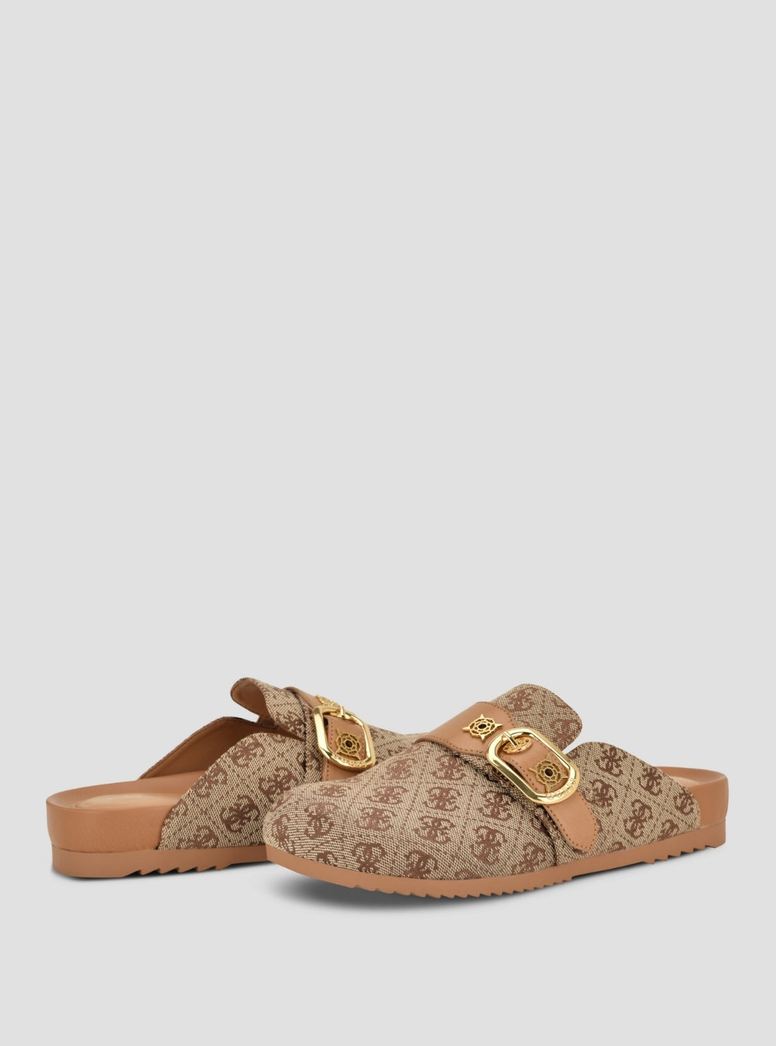 GUESS Womens Medium Brown Logo Galavanta Mules GALAVANTA Front Side View