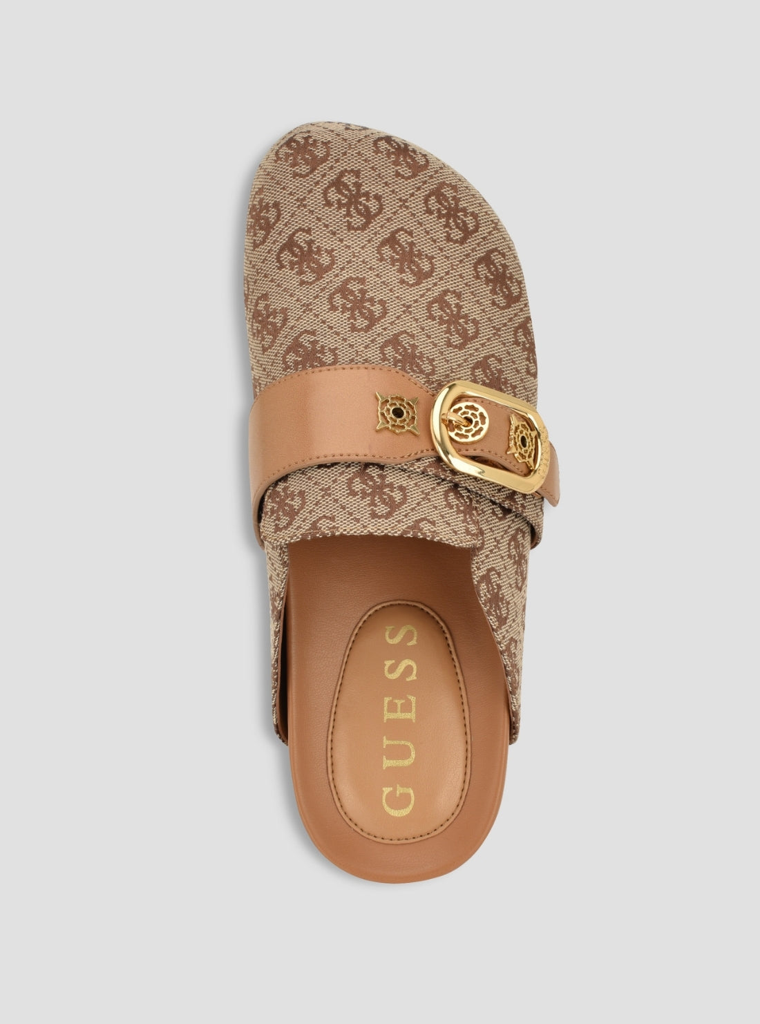 GUESS Womens Medium Brown Logo Galavanta Mules GALAVANTA Top View