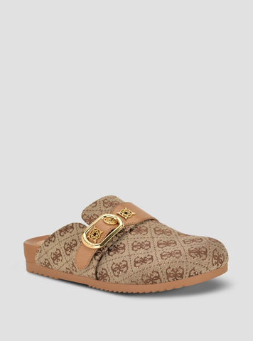 GUESS Womens Medium Brown Logo Galavanta Mules GALAVANTA Side View