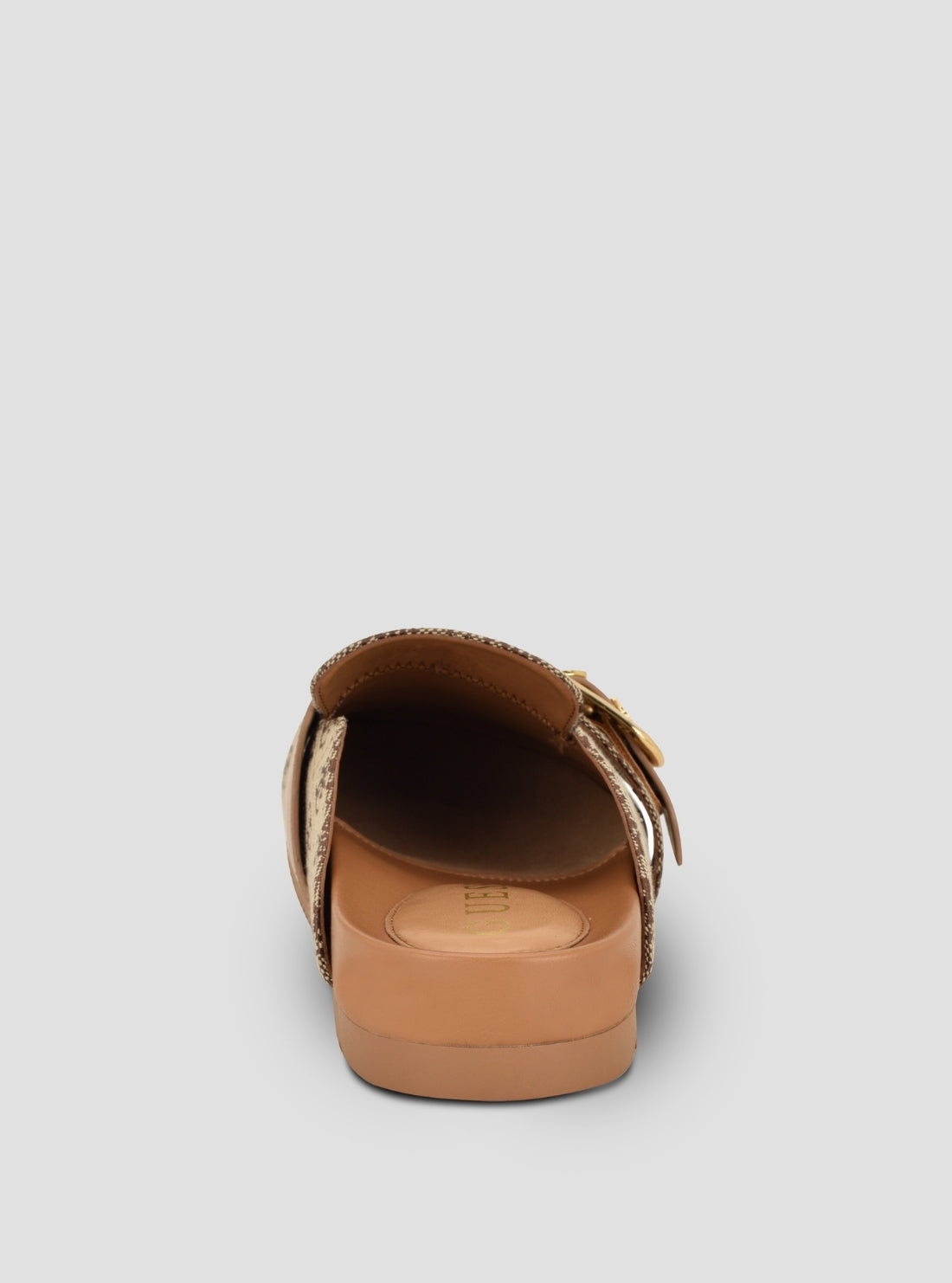GUESS Womens Medium Brown Logo Galavanta Mules GALAVANTA Back View