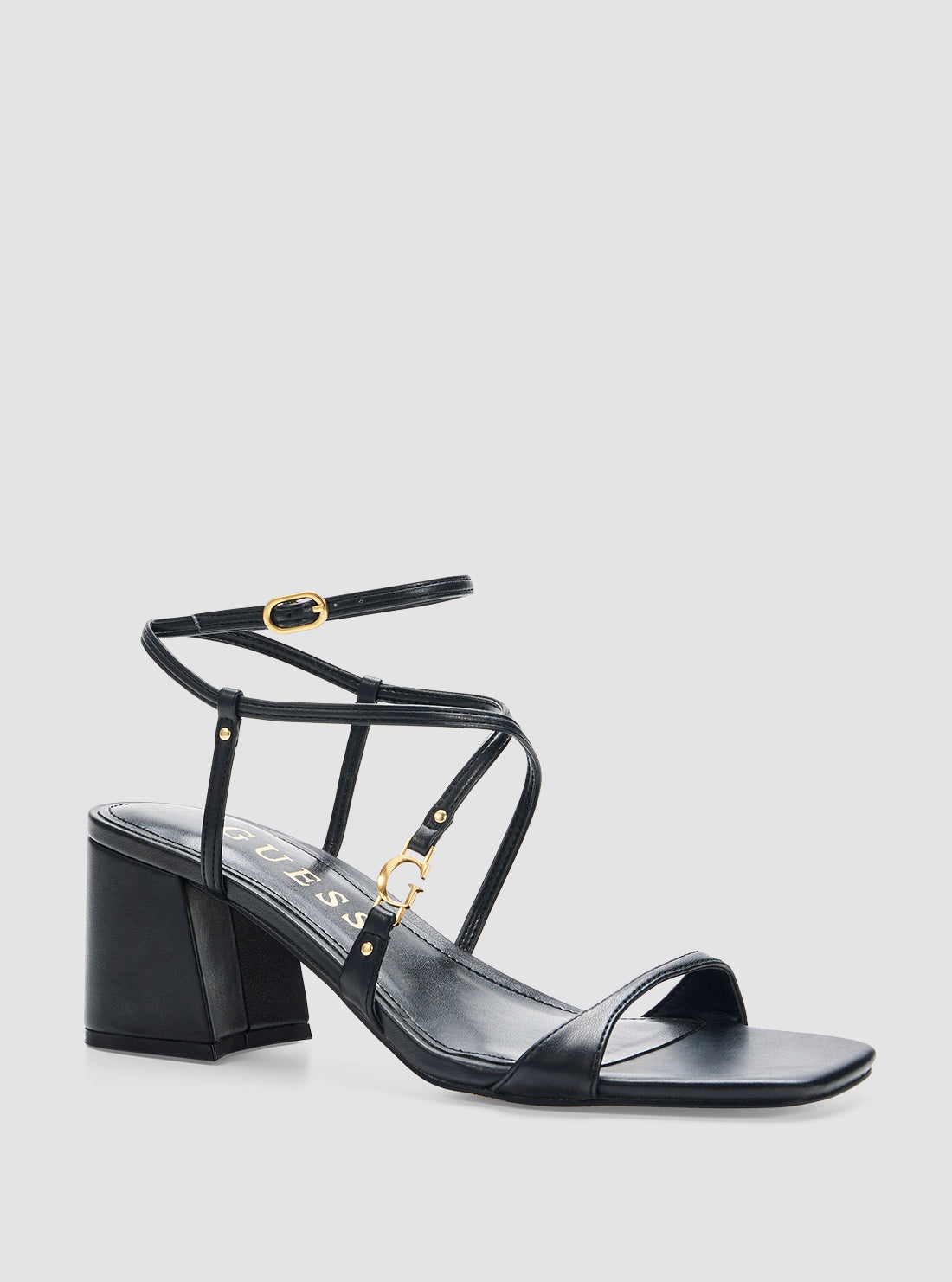 GUESS Womens Black Galeon Sandals GALEON Front Side View