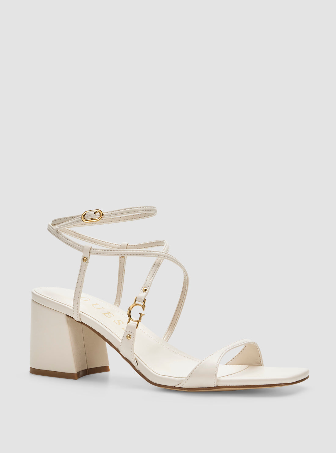 GUESS Womens White Galeon Sandals GALEON Front Side View