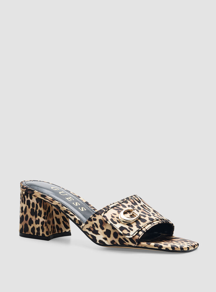 GUESS Womens Brown Multi Gallai Heeled Sandals GALLAI3 Front View