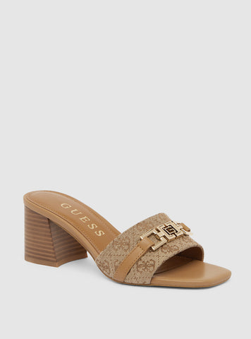 Brown Logo Gallory Block Heel