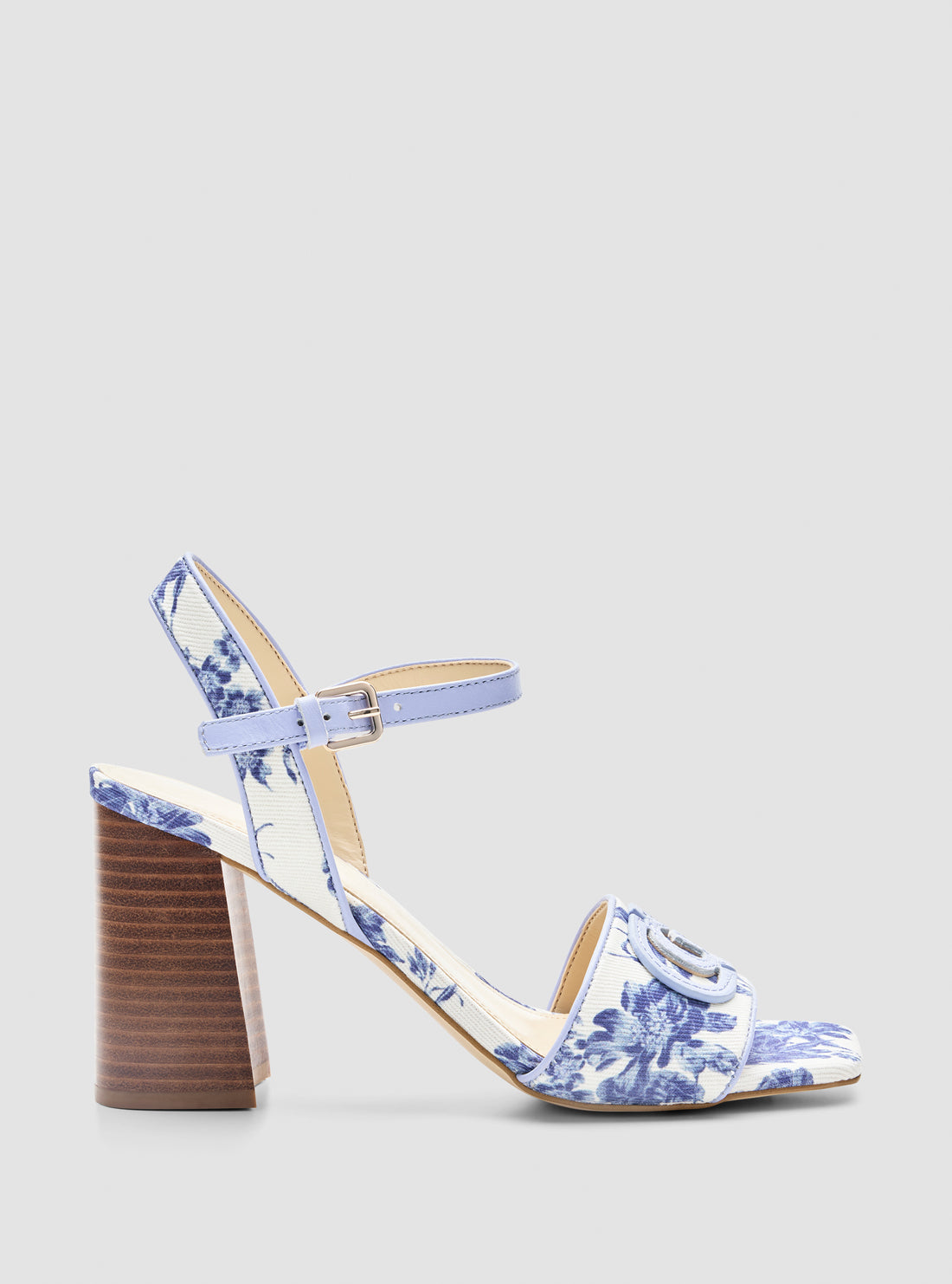 Blue Floral Ganika Block Heel Sandals GUESS