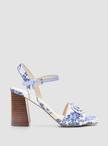 GUESS Womens Blue Floral Ganika Block Heel Sandals GANIKA2 Side View
