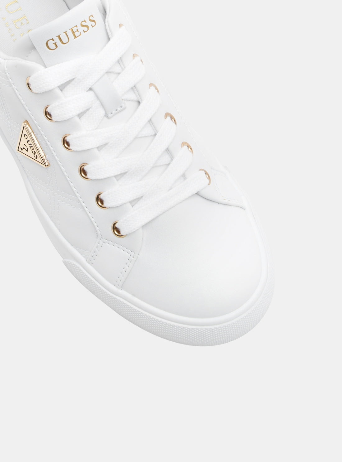 GUESS Womens White Garda Low-Top Sneakers GARDA Detail View