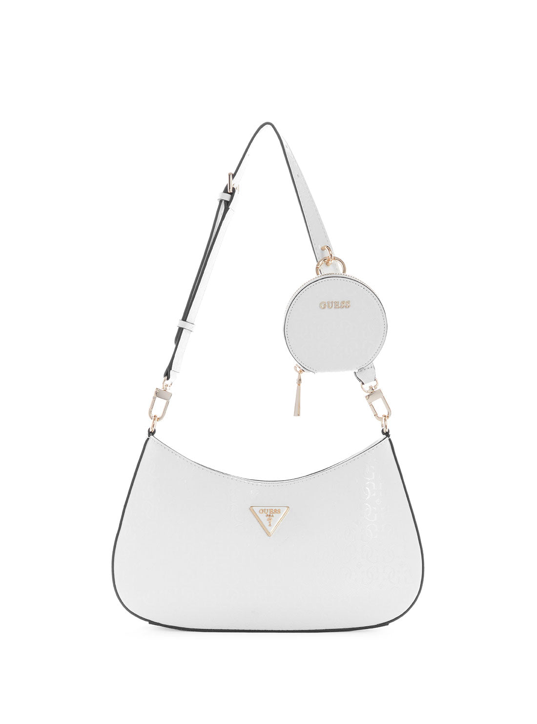 Guess alexie top zip shoulder bag white Clearance