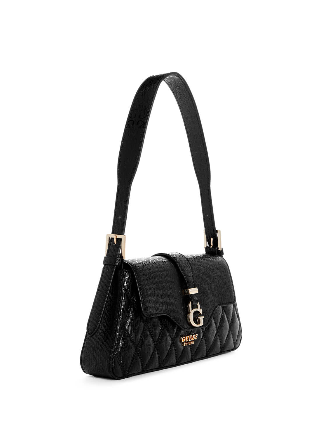 Black Logo Adi Shoulder Bag | GUESS Women's Handbags | side view