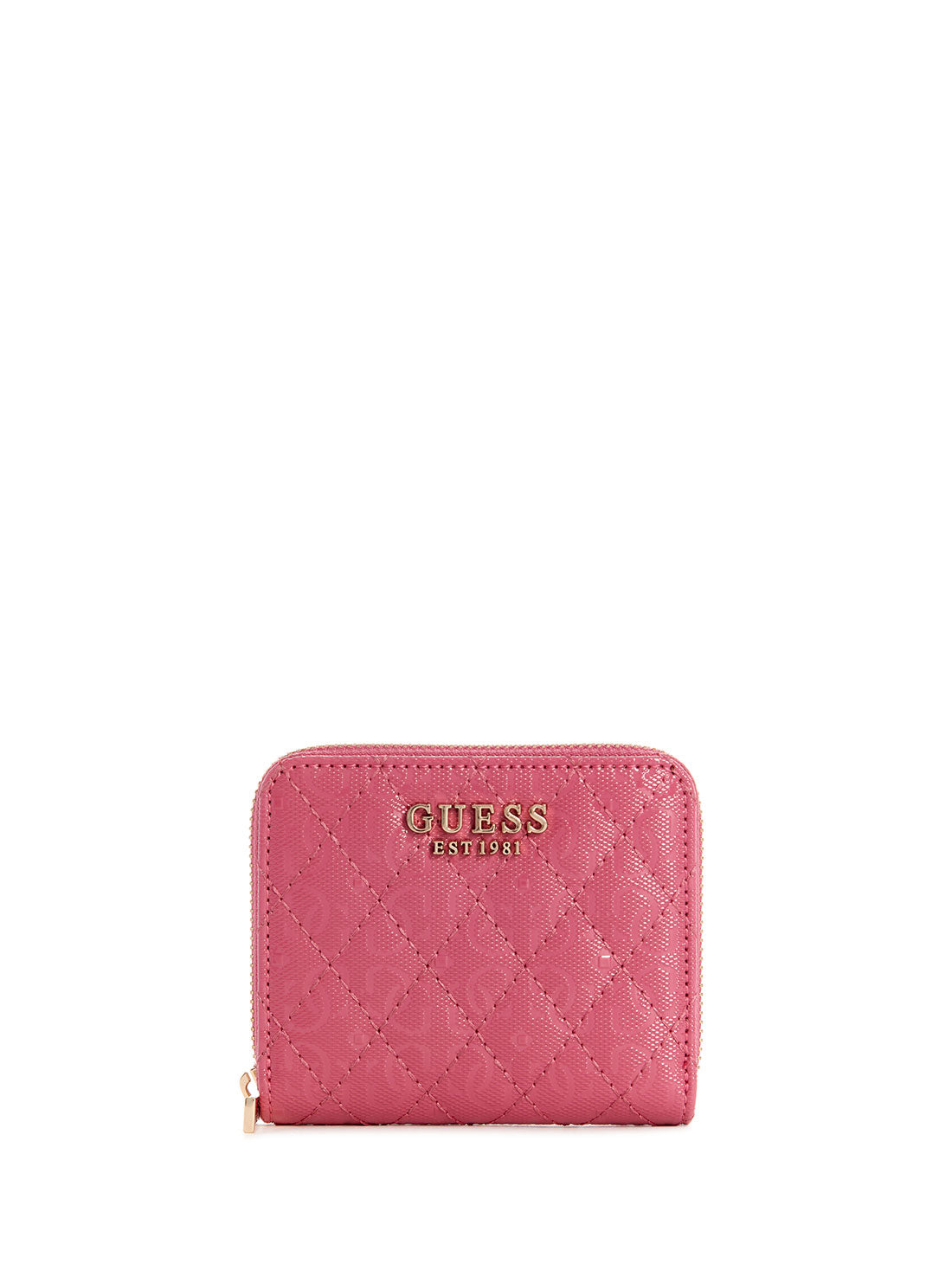 GUESS Pink Logo Yarmilla Small Zip Wallet front view