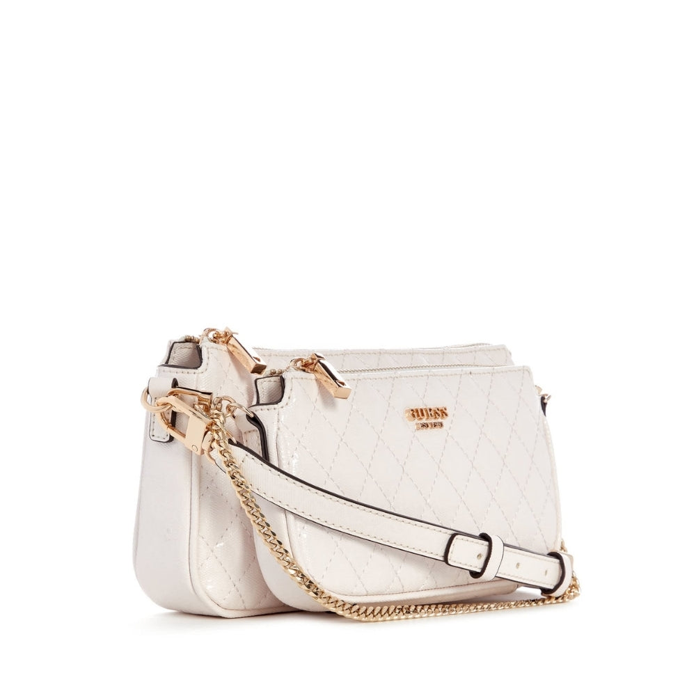 White Yarmilla Double Pouch Crossbody Bag