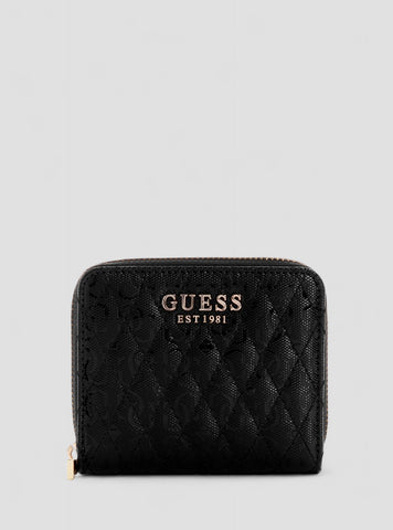 GUESS Accessories Black Logo Betula Small Zip Around Wallet GG9626137 Front View