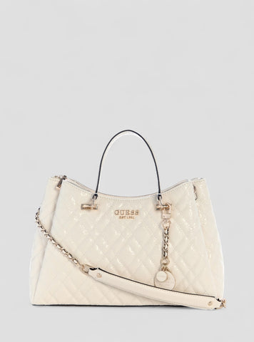 GUESS Womens White Isemay Girlfriend Shoulder Satchel Bag GG962806 Front View