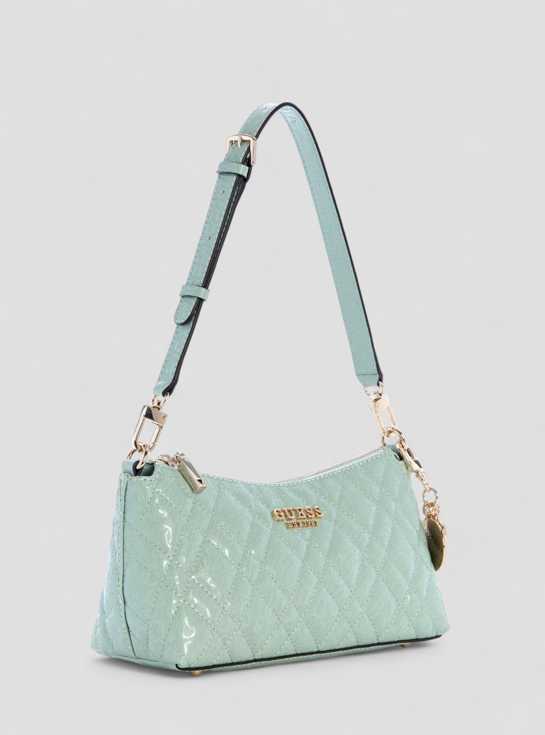GUESS Womens Green Logo Isemay Shoulder Bag GG962818 Front Side View