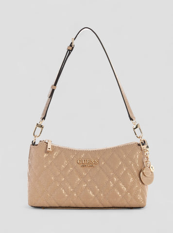 GUESS Womens Beige Logo Isemay Shoulder Bag GG962818 Front View