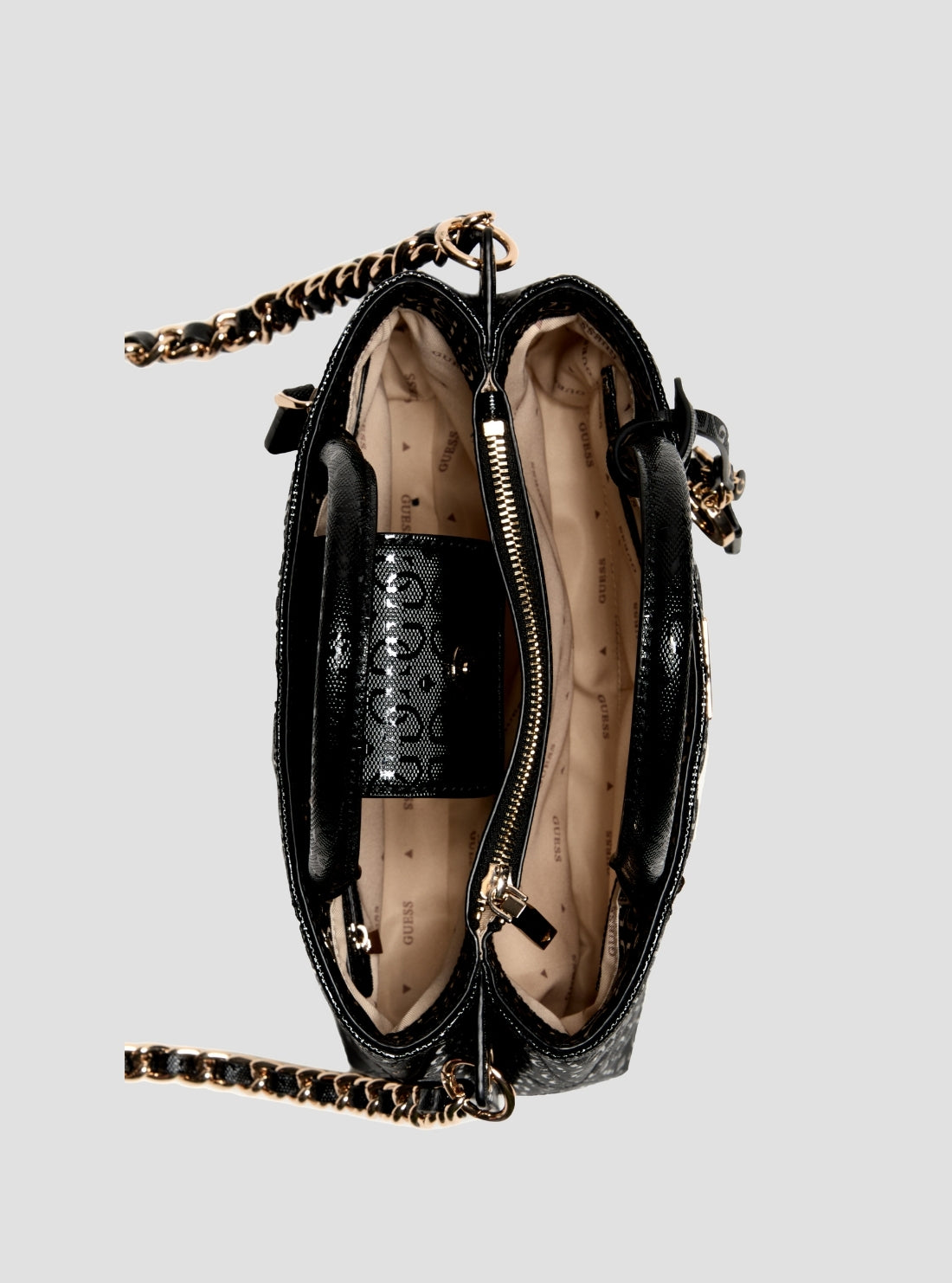 GUESS Womens Black Aldina Girlfriend Satchel Bag GG966306  Inside View