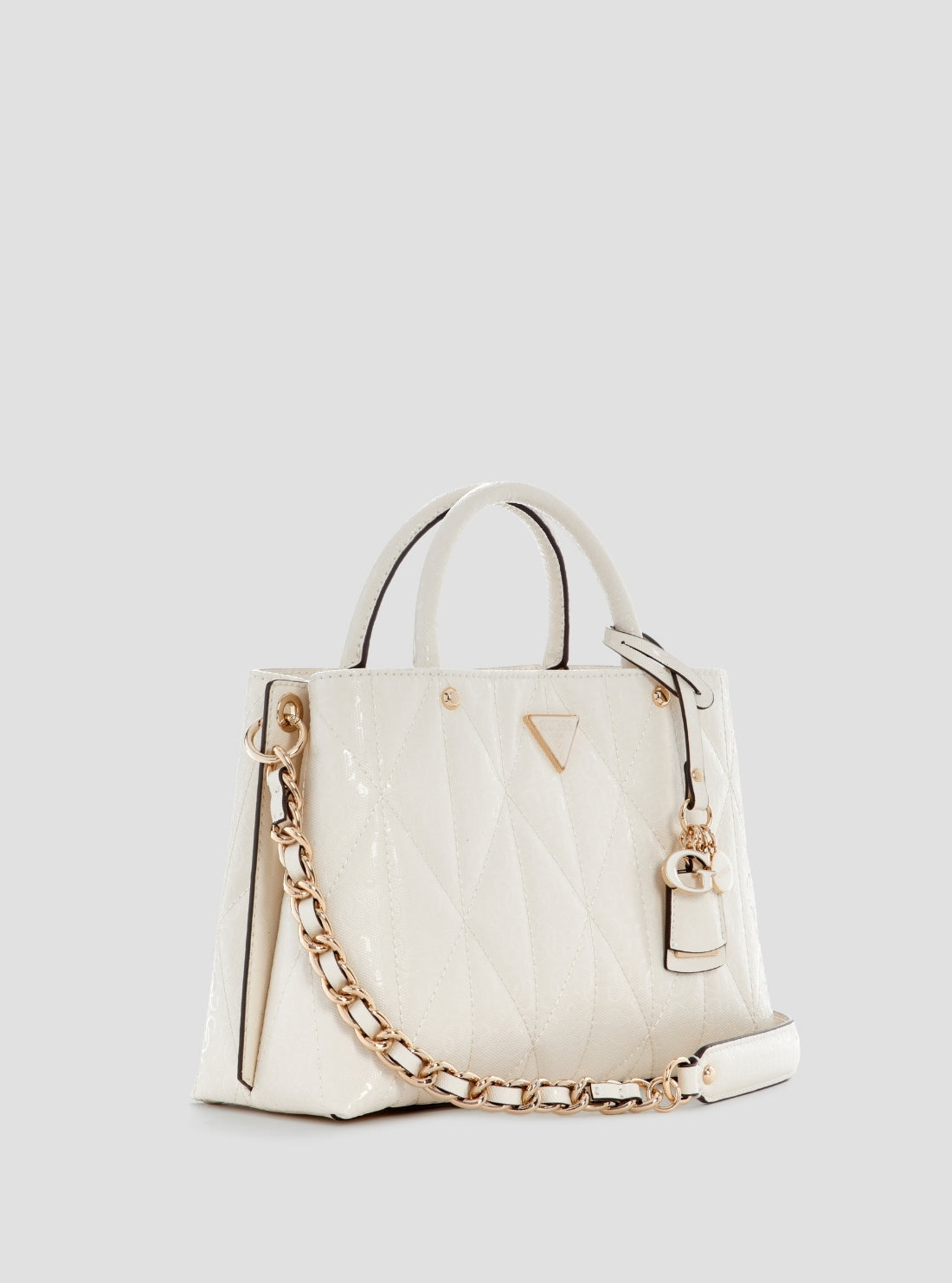 GUESS Womens White Aldina Girlfriend Satchel Bag GG966306 Front Side View