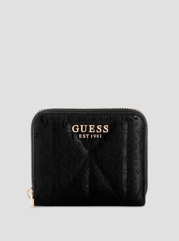 GUESS Womens Black Aldina Small Zip Around Wallet GG9663137 Front View