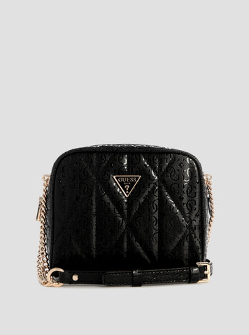 GUESS Womens Black Aldina Camera Crossbody Bag GG966314 Front View