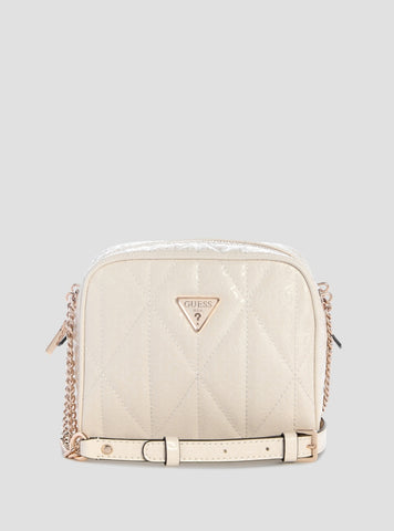 GUESS Womens White Aldina Camera Crossbody Bag GG966314 Front View
