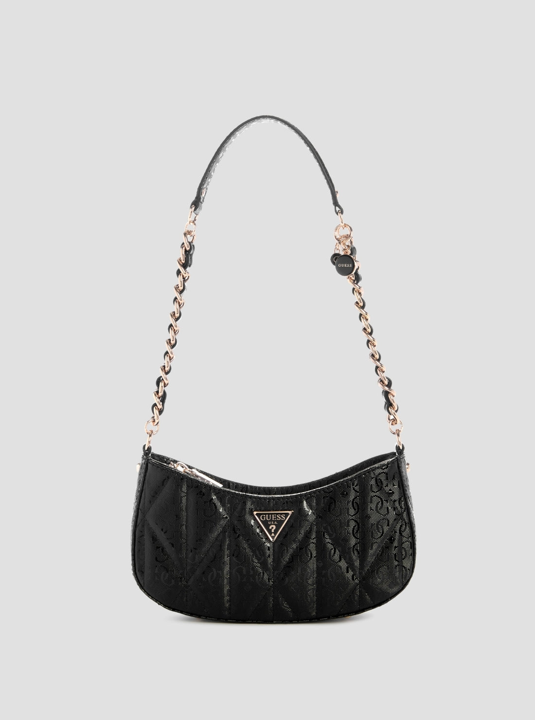 GUESS Womens Black Aldina Top Zip Shoulder Bag GG966317 Front View