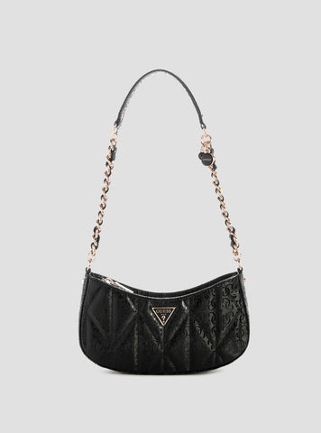 GUESS Womens Black Aldina Top Zip Shoulder Bag GG966317 Front View