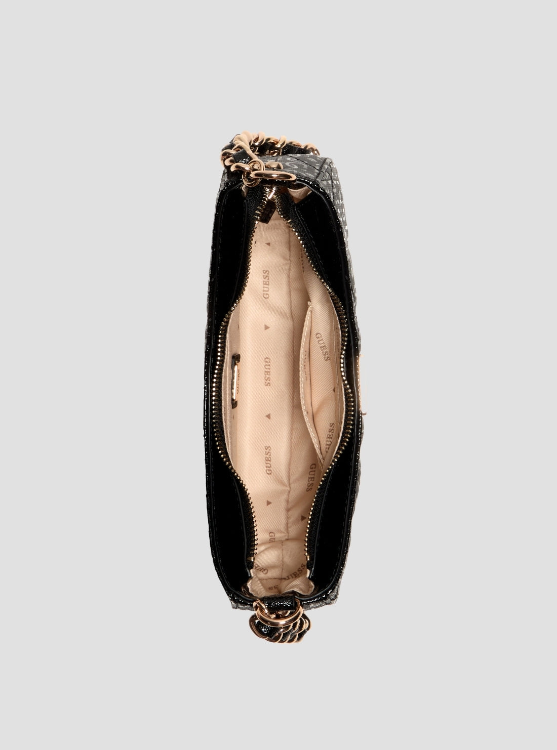 GUESS Womens Black Aldina Top Zip Shoulder Bag GG966317 Inside View