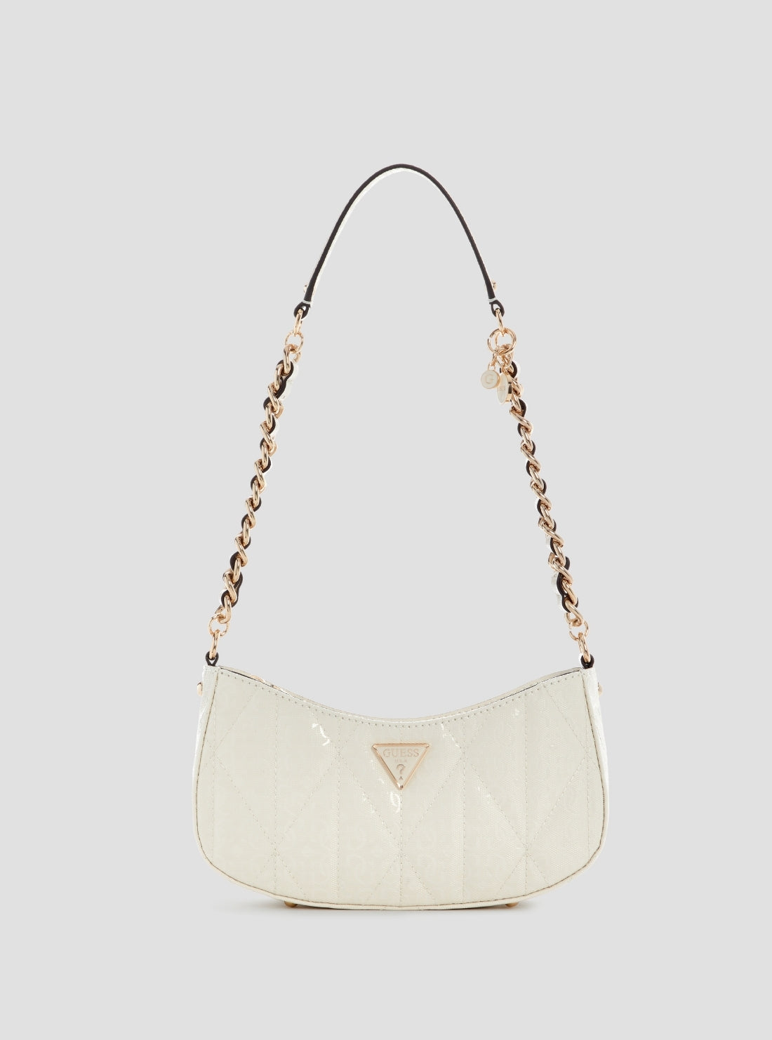 GUESS Womens White Aldina Top Zip Shoulder Bag GG966317 Front View