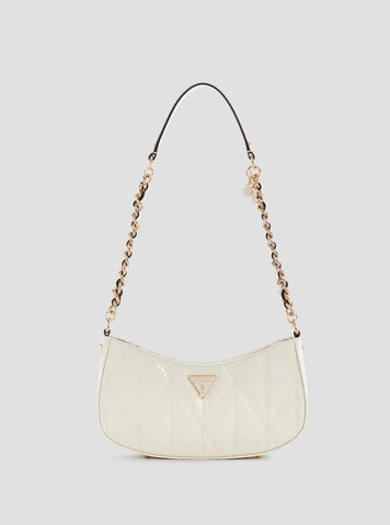 GUESS Womens White Aldina Top Zip Shoulder Bag GG966317 Front View