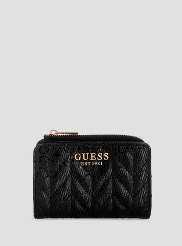 GUESS Womens Black Stacey Zip Around Card Case GG9741156 Front View