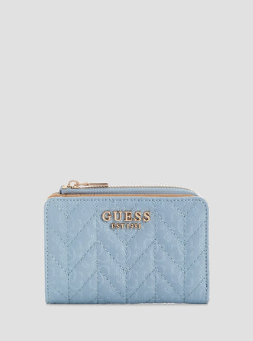 GUESS Womens Light Blue Stacey Zip Around Card Case GG9741156 Front View