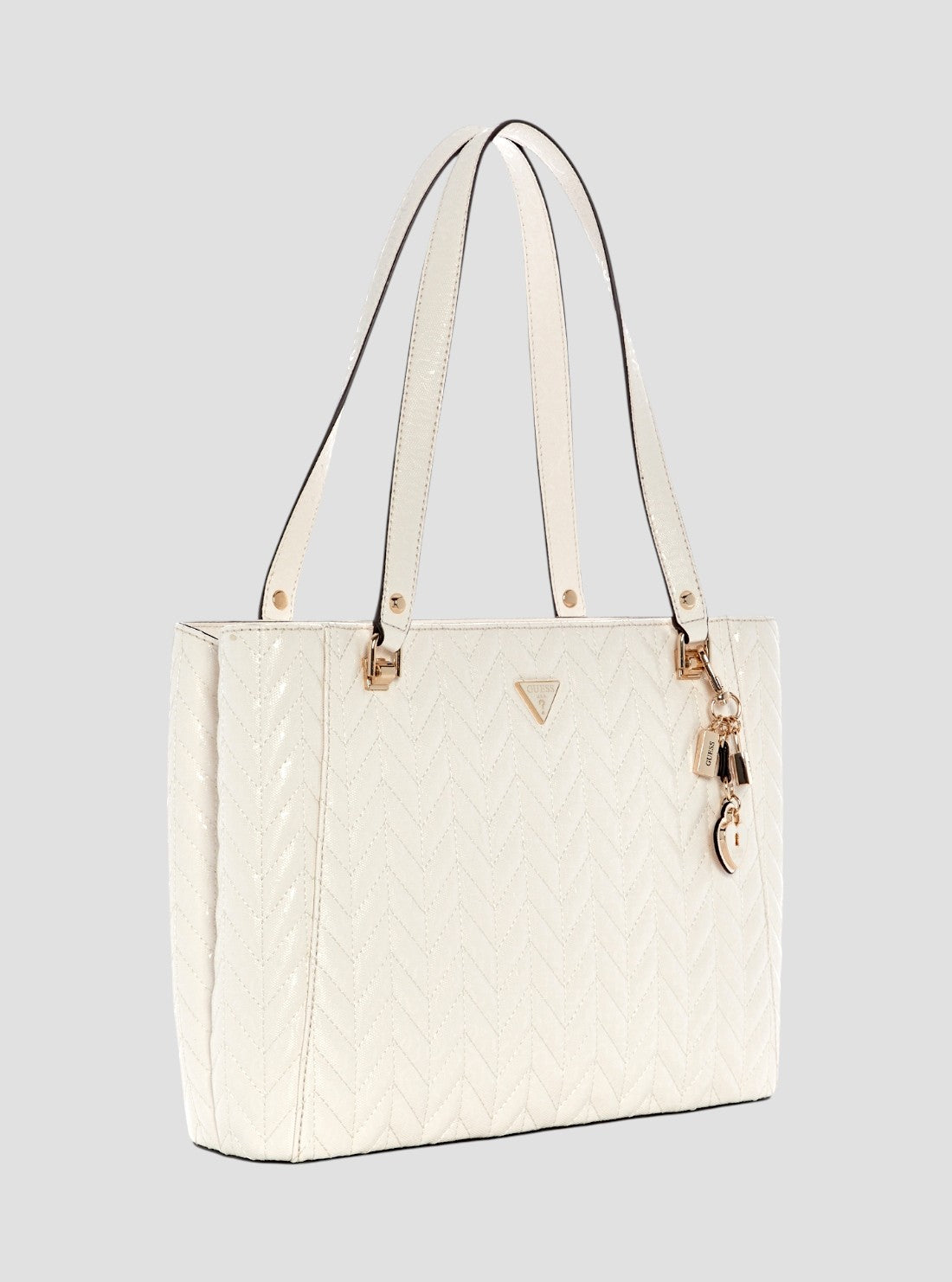 GUESS Womens Off-White Stacey Noel Tote Bag GG974125 Side View