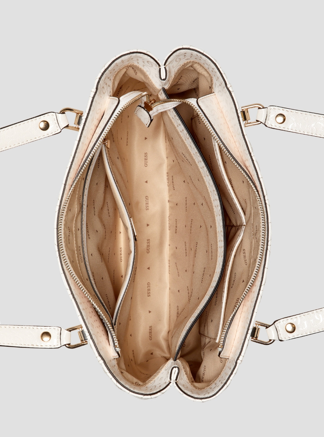 GUESS Womens Off-White Stacey Noel Tote Bag GG974125 Inside View
