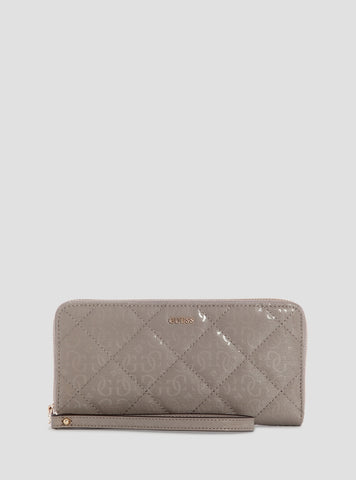 GUESS Womens Dark Taupe Libby Large Zip Around Wallet GG9912146 Front View