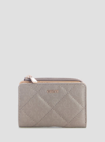 GUESS Womens Dark Taupe Libby Zip Around Card Case GG9912156 Front View