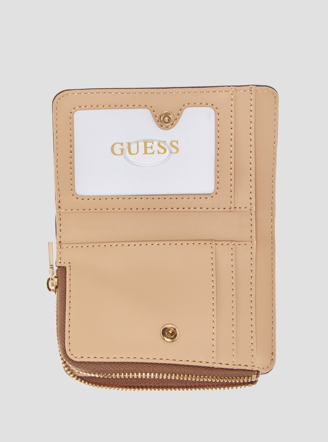 GUESS Womens Dark Taupe Libby Zip Around Card Case GG9912156 Inside View