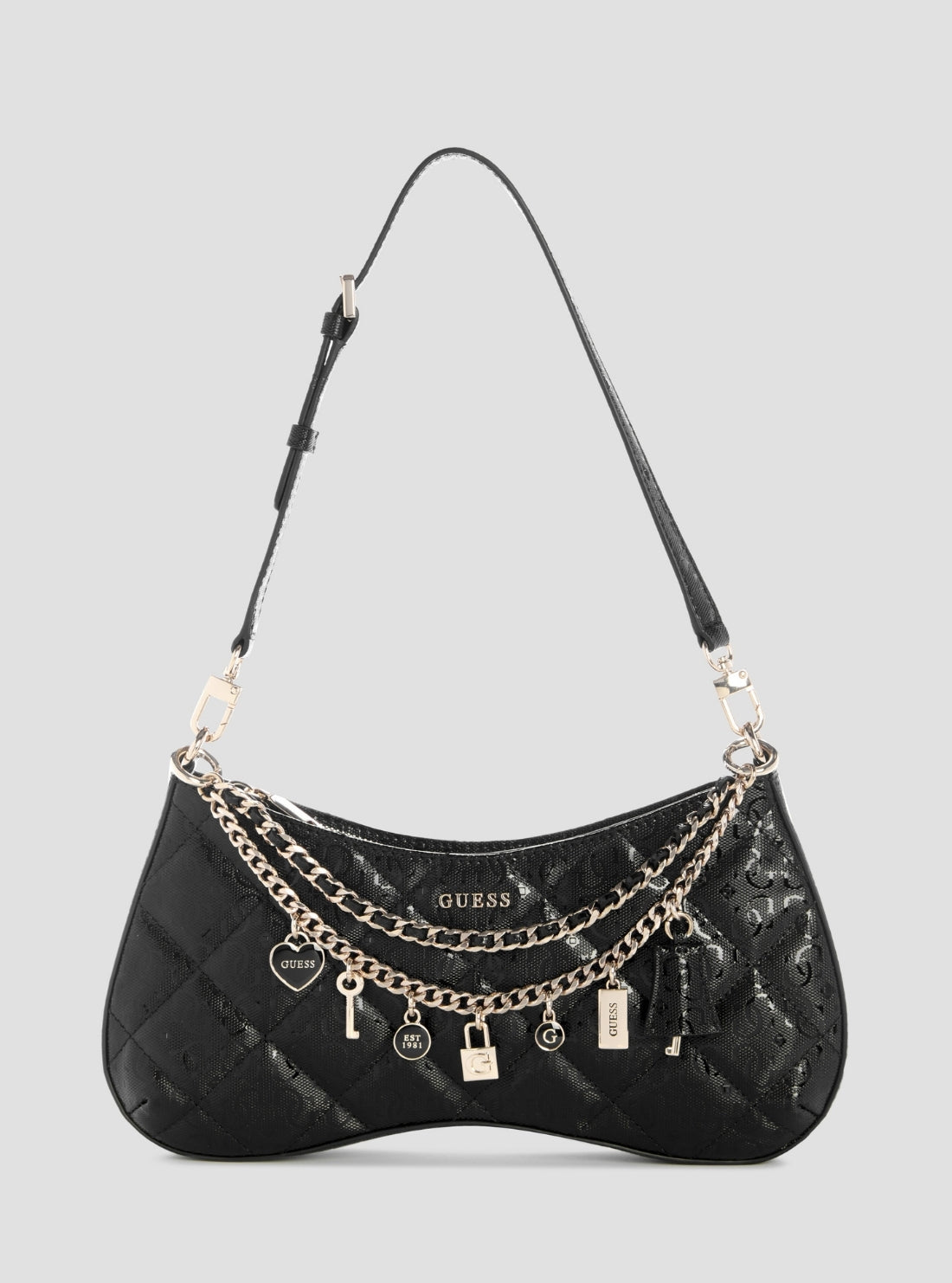 GUESS Womens Black Libby Shoulder Bag GG991218 Front View