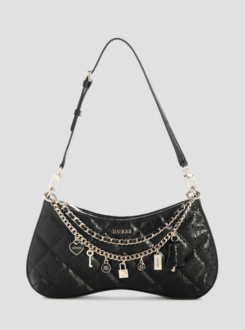 GUESS Womens Black Libby Shoulder Bag GG991218 Front View