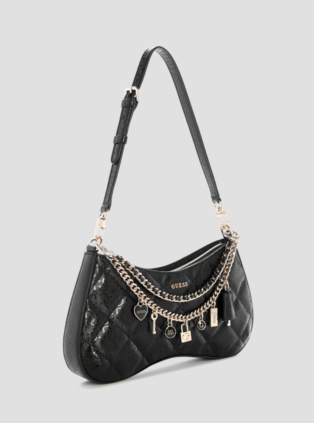 GUESS Womens Black Libby Shoulder Bag GG991218 Side View