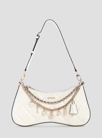 GUESS Womens White Libby Shoulder Bag GG991218 Front View