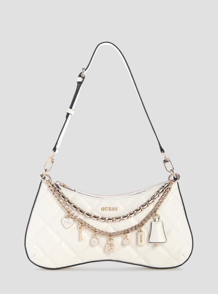 GUESS Womens White Libby Shoulder Bag GG991218 Front View