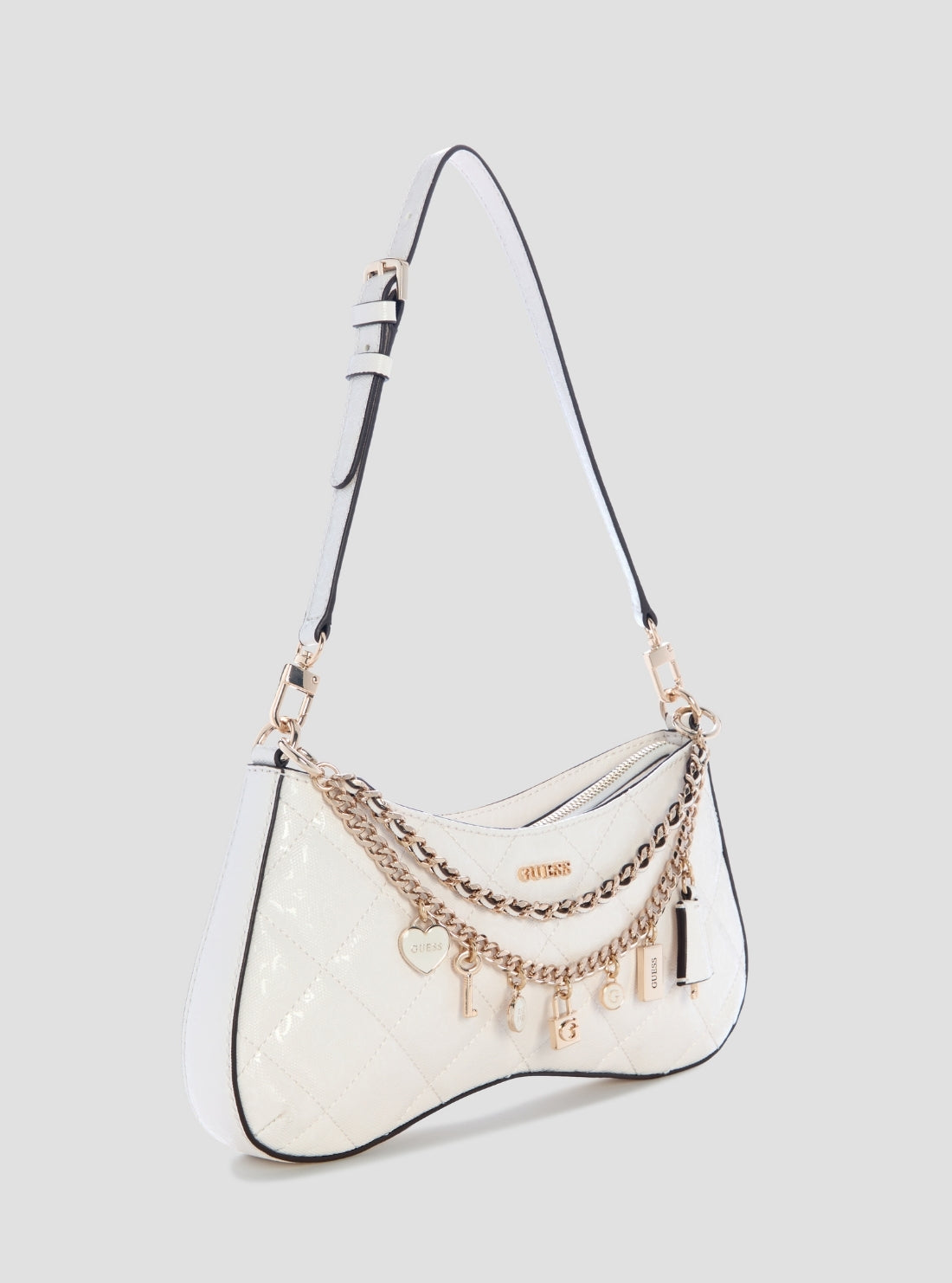 GUESS Womens White Libby Shoulder Bag GG991218 Front Side View