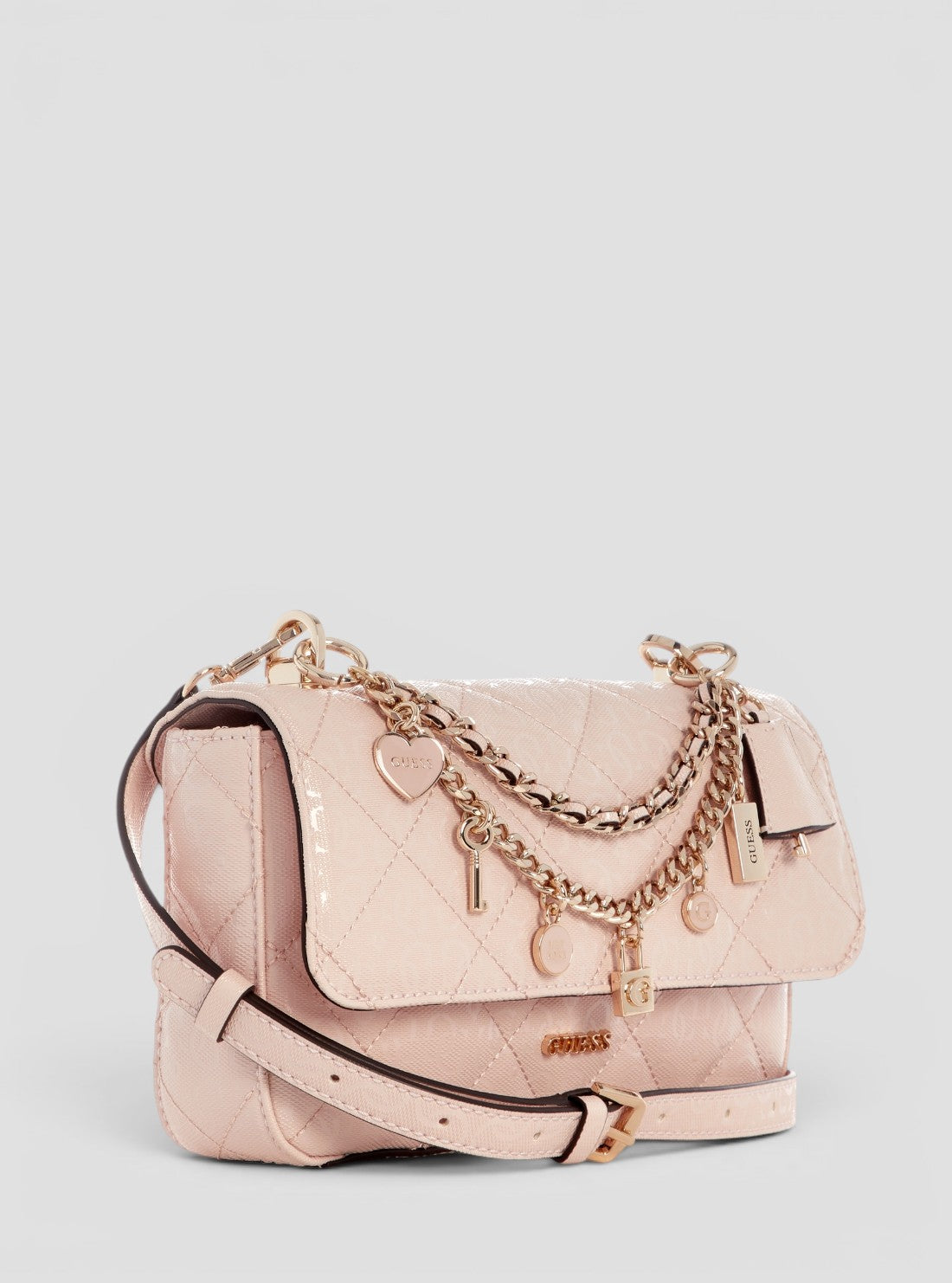 GUESS Womens Pink Libby Flap Crossbody Bag GG991220 Side View